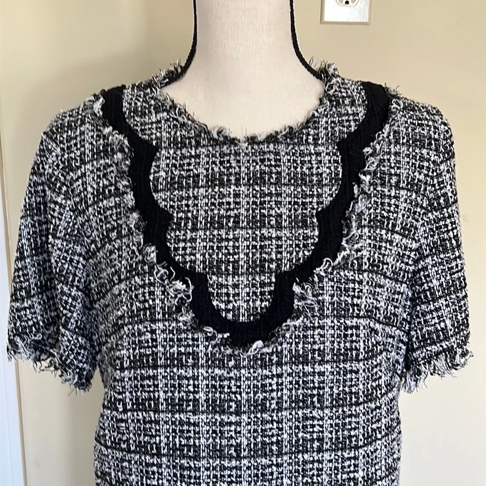 Kate Spade Bicolor Scallop Tweed Dress
